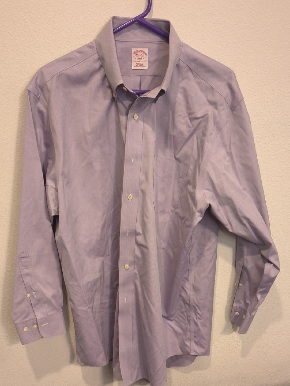 Brooks Brothers Men’s Lavender ButtonDown Dress Shirt 16 1/20  2=3 Classic Cotto